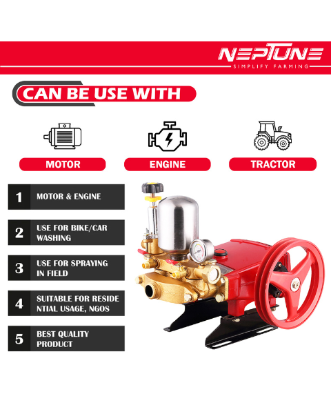 Neptune HTP-Silver Triplex Sprayer Pump | 14-22 L/min Output | High Pressure Tractor-Mounted Sprayer Pump